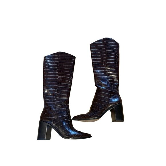 FRANCO SARTO Brown A-TICADA KNEE HIGH POINTED TOE HEELED BOOT, SIZE 9.5 - Picture 4 of 14